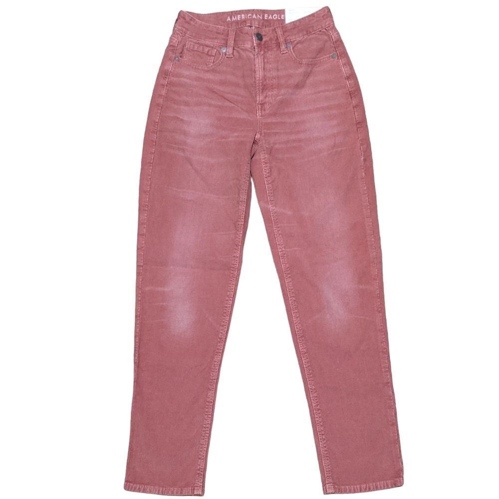 NWT American Eagle mom straight leg jeans corduroy stretch women's size 00
